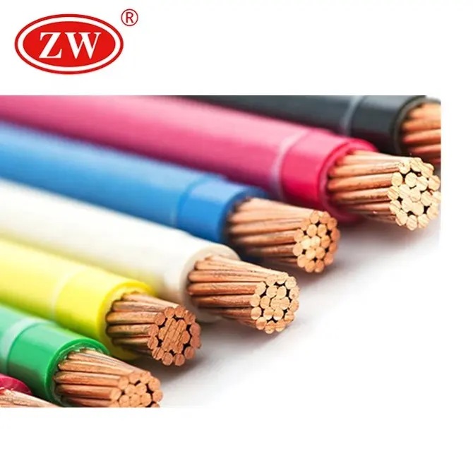 Cable eléctrico THHN, cable de cobre, cableado doméstico de PVC y cobre