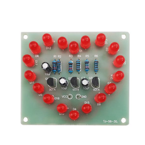 Kit pratica fai da te lampada lampeggiante a forma di cuore 18 pezzi LED rosso circuito analogico elettronico saldatura DC 3V kit elettronico fai da te - Product Image 1