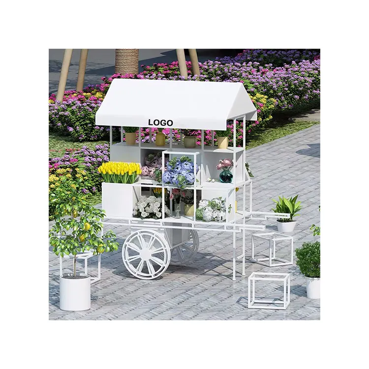 Kainice Wedding Event Birthday Party Decoration White Iron Metal Frame Cake Flower Candy Carts