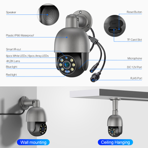 IP66 impermeabile ad alta risoluzione IP 4K telecamera di sicurezza POE PTZ AI sistema di telecamere CCTV - Product Image 5