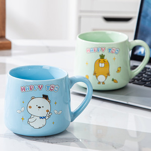 Ceramic Mark Cartoon Cute <strong>Crooked</strong> Rabbit Large Capacity Coffee <strong>Cup</strong> Logo Customization - Product Image 1