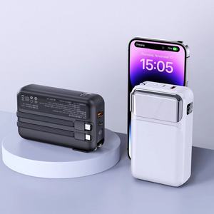 Portable 10000mAh Slim Travel Bank with <strong>High</strong>-<strong>Speed</strong> 3A AC Plug Adapter 4 <strong>Outputs</strong> 5W Built-in Charging Cables Type-C <strong>Input</strong> 20W - Product Image 4