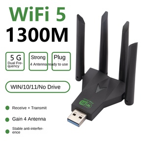 Tarjeta de red inalámbrica 5G Gigabit controlador de banda dual computadora gratuita receptor WiFi USB tarjeta de red inalámbrica de 1300Mbps - Product Image 2