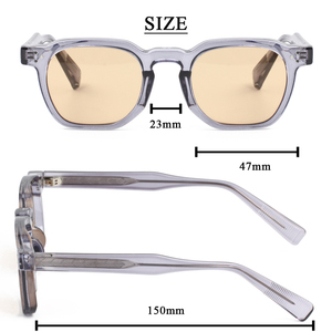 Cổ điển retro màu xám-khung Unisex cá nhân ống kính màu hợp thời trang không thường xuyên vuông kính mát - Product Image 2