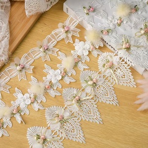 Handmade <span class=keywords><strong>Vintage</strong></span> Floral Lace Trim com 3D flores moda água solúvel malha tecido