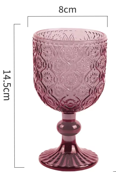 Copa de vino pequeña con flor de begonia morada de 240 ml