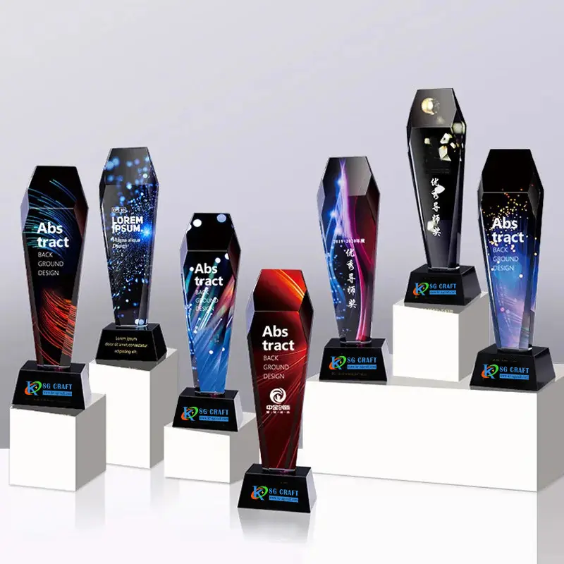 Premium Crystal Table Clock Machine Cut Crystal Trophy Award Corporation Gifts Custom