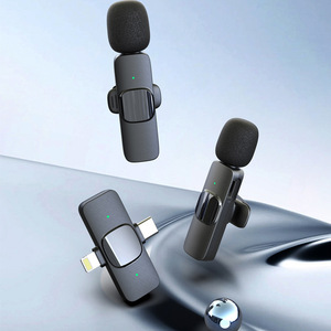 K1 2-Trong-1 Cổ Áo Clip Microphone Ngoài Trời Điện Thoại Di Động Ghi Âm Trực Tiếp 2.4G Giảm Tiếng Ồn Mini Đài Phát Thanh Microphone - Product Image 1