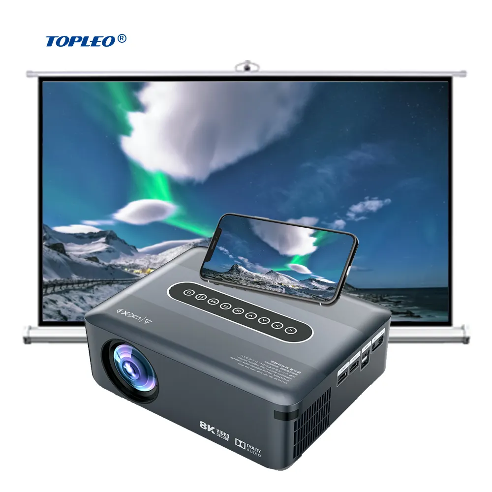 Topleo Led Projector 1920*1080 LVDS Native Resolution Hd Portable Video Projector Wifi Usb android smart projector
