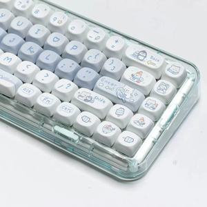 140 <strong>Keys</strong>/Set Ice Bear Keycaps DYE-SUB PBT SOA Profile Blue Anime Keycaps Alice Layout for Mechanical Keyboard 2.25U 2.75U