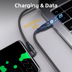 USB Type-C Charging Cable Type C to C <strong>2</strong> <strong>in</strong> <strong>1</strong> Fast Charging Cable 180 Degrees Rotate Data Cable Super Fast Charge PD 100W Charger - Product Image 3