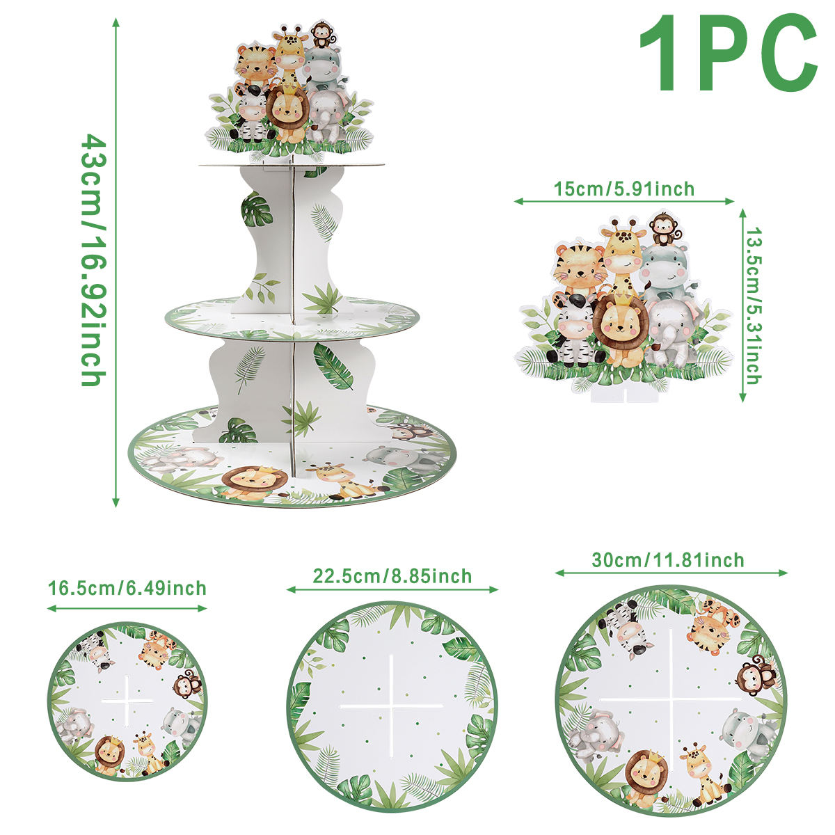 BLANC-stand animal de gâteau de bande dessinée-1 ensemble