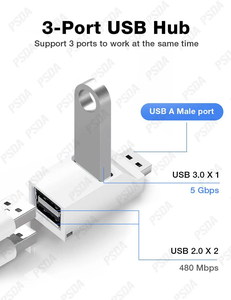 PSDA OEM 3D USB3.0 Hub 2 USB 2.0 Mini USB 3.0 adaptör genişleme çoklu USB Hub hızlı veri transferi çok portlu Hub - Product Image 3