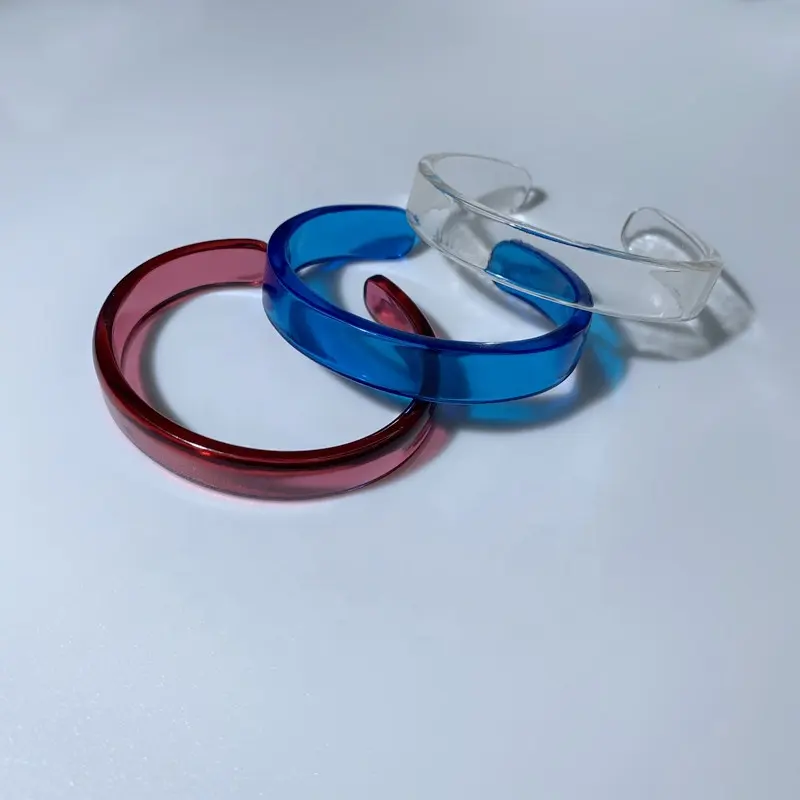Pechi-pulsera elástica y ajustable de resina de acetato transparente, brazalete abierto de acrílico C, joyería de moda