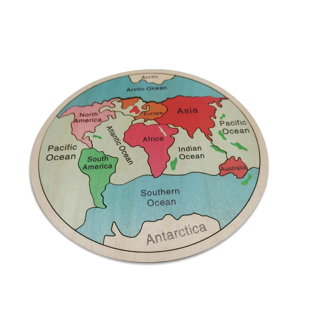 PAFU Montessori giocattoli educativi in legno 7 continenti 5 oceani terra mappa del mondo Puzzle in legno