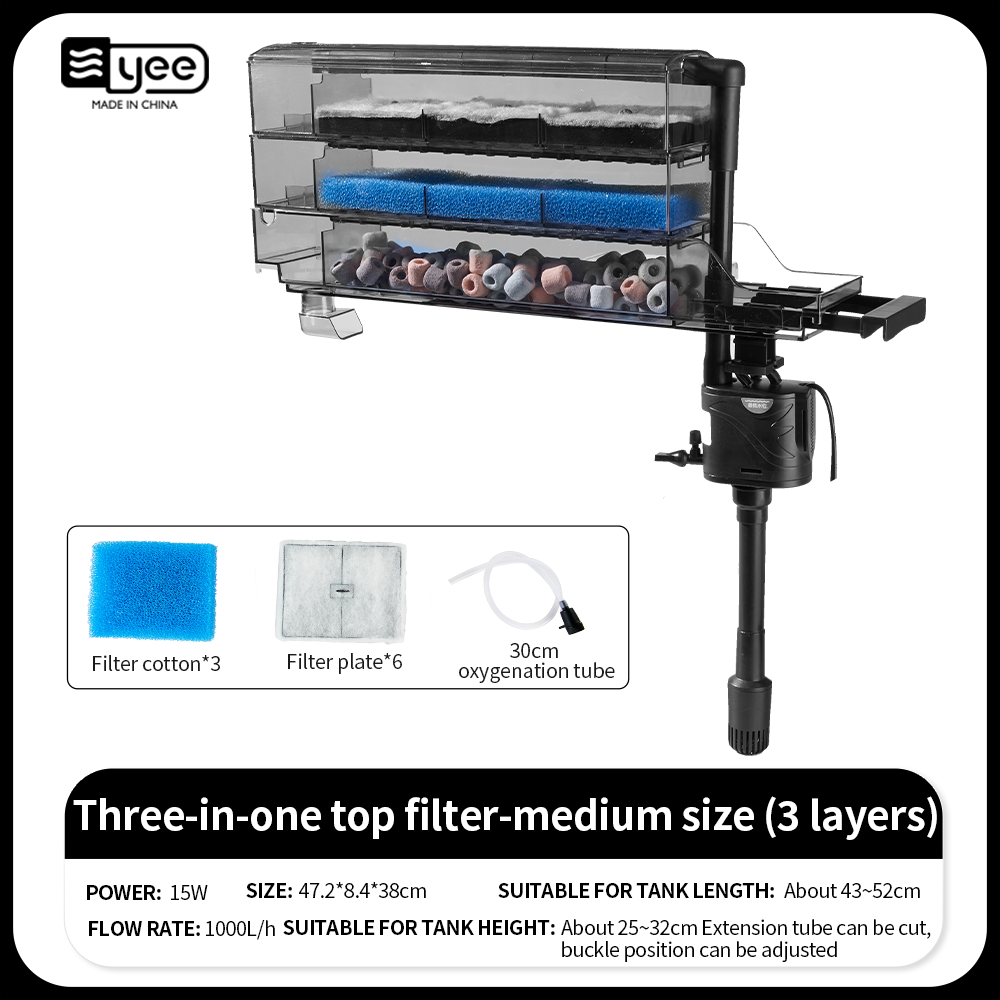 Scatola filtro superiore 3 in 1 tre strati 15W 1000L