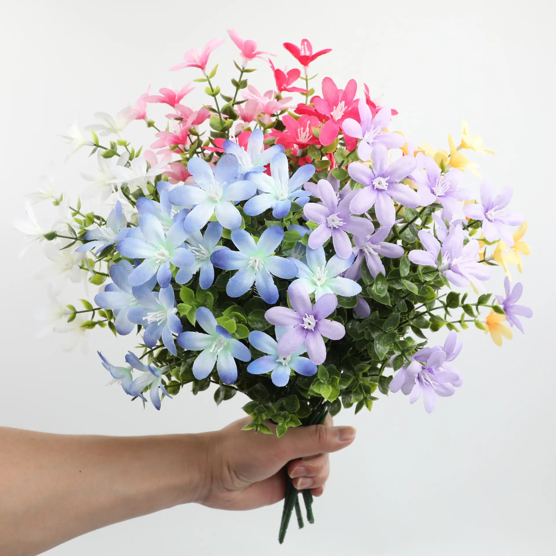 인공 데이지 작은 난초 플라스틱 꽃 꽃 클럽 꽃다발 홈 장식 웨딩 파크 장식