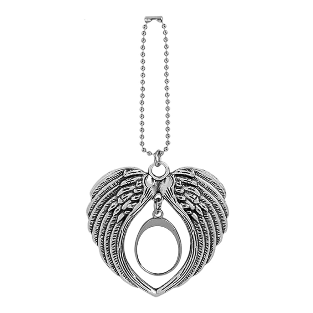 Silver Oval with angel wings