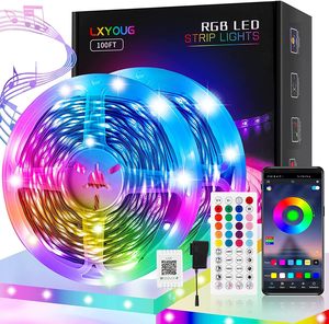 32.8フィート30Leds/mLedライトAPPコントロールミュージックRGB5050Ledストリップライト44キー付きIRリモートクリスマスルームの家の装飾 - Product Image 1