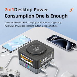 PD 20W USB-C & QC ile birden fazla cihaz için 65W hızlı 6 port şarj istasyonları MacBook Tablet için 3.0 şarj standı Dock - Product Image 6