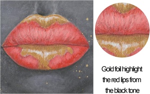 Cô Gái Màu Đen Vải Tường Nghệ Thuật Vàng Môi Đỏ Châu Phi Người Phụ Nữ Mỹ Bộ Lạc Dây Chuyền Bản địa Đen Nghệ Thuật Bức Tranh Phòng Ngủ Trang Trí Nội Thất Đã Sẵn Sàng - Product Image 4