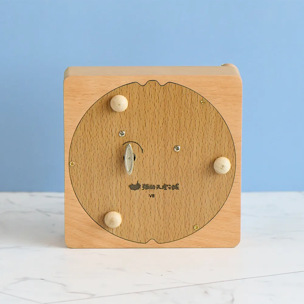 Caja de música de madera de haya estilo mecánico, cajas de música con adornos de animales para el hogar