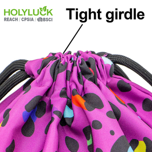 Mochila con cordón multibolsillo reutilizable Holyluck, cordón impreso, bolso con cordón de poliéster ecológico, impermeable - Product Image 5
