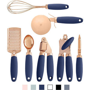7 adet gül altın silikon mutfak Gadget aracı Set Pizza kesici konserve açacağı yumurta çırpıcı peynir rende dondurma kepçe sarımsak presi - Product Image 6