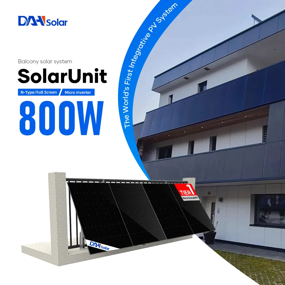 DAH SolarUnit 독일 작은 그리드 태양 광 시스템 800 와트 발코니 태양 전지 패널 600w Balkonkraftwerk
