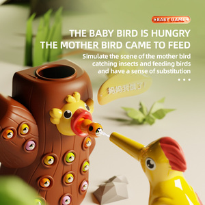 LLESSOO Montessori Woodpecker Worm <strong>Toy</strong> Magnetic Bird Feeding Game for Fine Motor Skills Development for Boys and Girls - Product Image 3