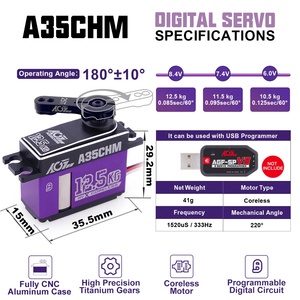 Алюминиевый корпус AGFRC A35CHM, 12,5 кг, 0,085 с высоким крутящим моментом, металлический редуктор без сердечника, цифровой программируемый Мини-сервопривод для радиоуправляемого автомобиля/лодки - Product Image 5