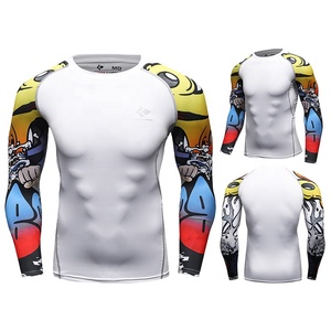 定制氯丁橡胶衬里压缩皮疹保护升华印刷柔术抓钩bjj rashguard mma - Product Image 5