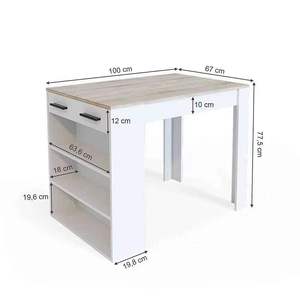 木质吧台带搁板木质大尺寸餐桌带抽屉厨房餐桌 - Product Image 6