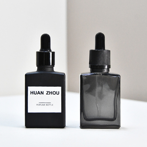 1oz矩形精油瓶矩形磨砂哑光黑色滴管灰色方形玻璃瓶30毫升 - Product Image 3