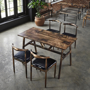 Hiện đại Retro thức ăn nhanh bàn ghế thiết lập kinh tế gỗ thiết kế cho nhà hàng Snack BBQ thực phẩm gian hàng mì cửa hàng Lẩu bảng - Product Image 3