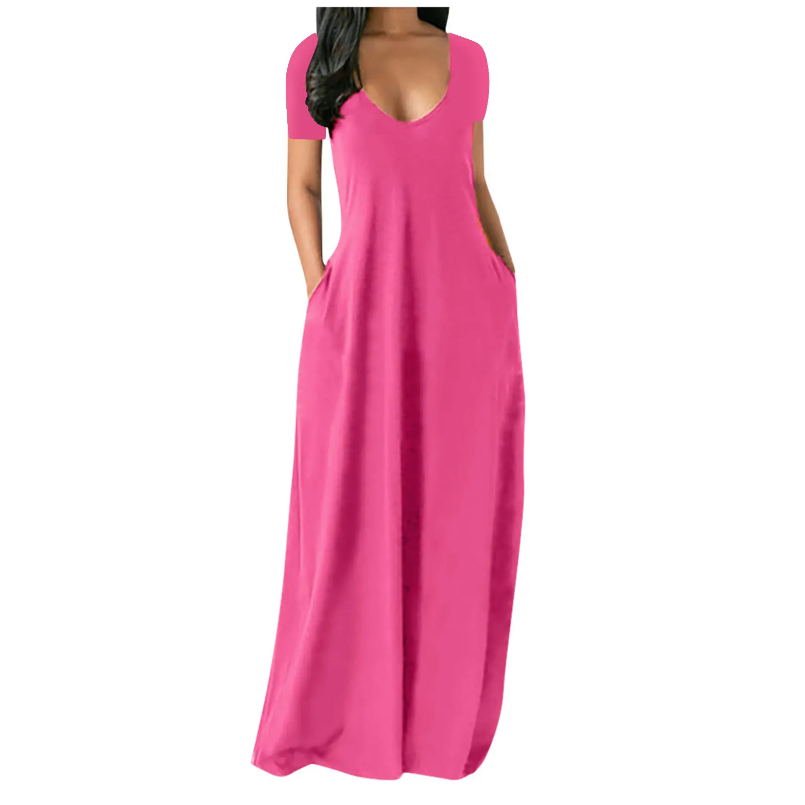 Vestido feminino casual, vestido de verão maxi para mulheres, robe estampado, manga curta, plus size