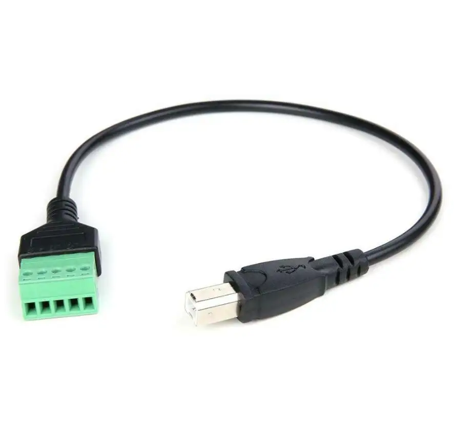 Cabketolink USB 2.0 Tipe-b Male Ke Konektor Sekrup 5 Pin dengan Kabel Terminal Perisai 30Cm