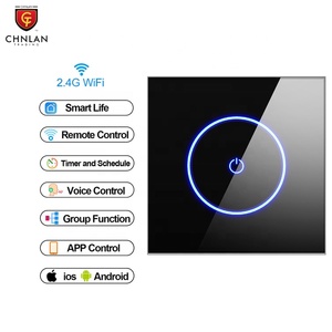 Yeni 10A LED cam Panel akıllı dokunmatik ekran ışık anahtarı ab İngiltere standart 1/2/3 Gang büyük halka daire D WiFi Tuya uzaktan akıllı ev - Product Image 1