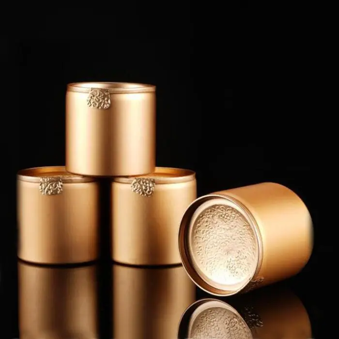 Top grade aluminium gold farbe glas kann dosen für kerze candy tee lebensmittel Schokolade tsao creme storage tool box kosmetische schmuck