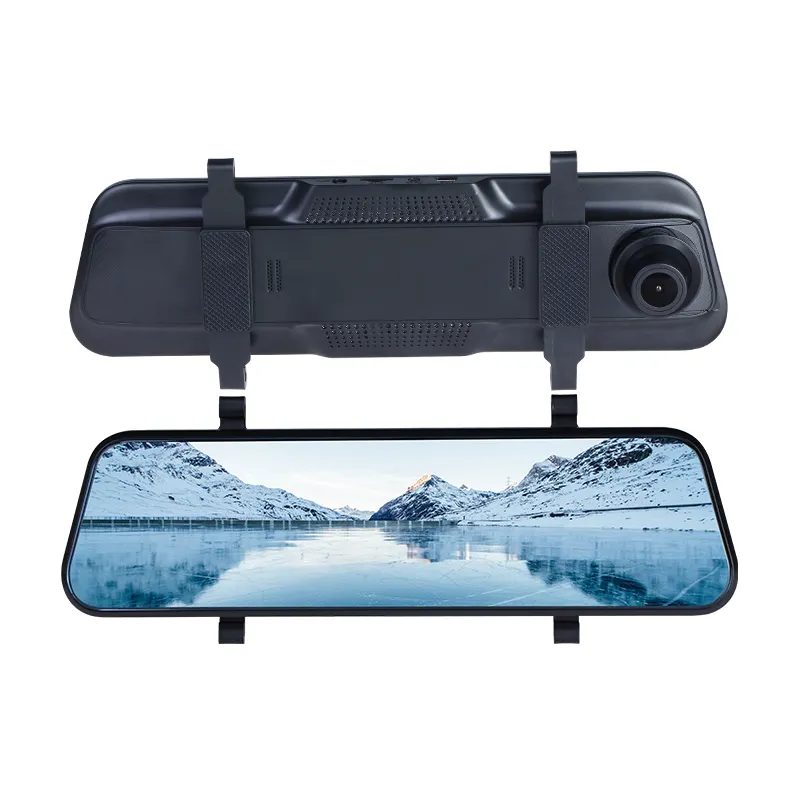 9.66 Inch Full Screen LCD Car Black Box Dual Lens Car DVR Dash Camera 1080P Touch Screen With Full Size Mirror Monitor