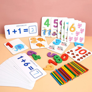 Erken öğretim yardımcıları öğretici oyuncaklar için matematik ahşap bloklar sayma sopa, toplama ve çıkarma numarası eşleştirme - Product Image 3