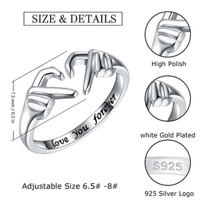 925スターリングシルバーILove You Forever GestureRINGロマンチックハンズラブシェイプリング