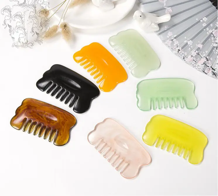 Nuovissimo Jade Stone Gua Sha Comb strumento per il viso massaggiatore per cuoio capelluto raschietto per tutto il corpo Guasha Board per terapia di agopuntura SPA