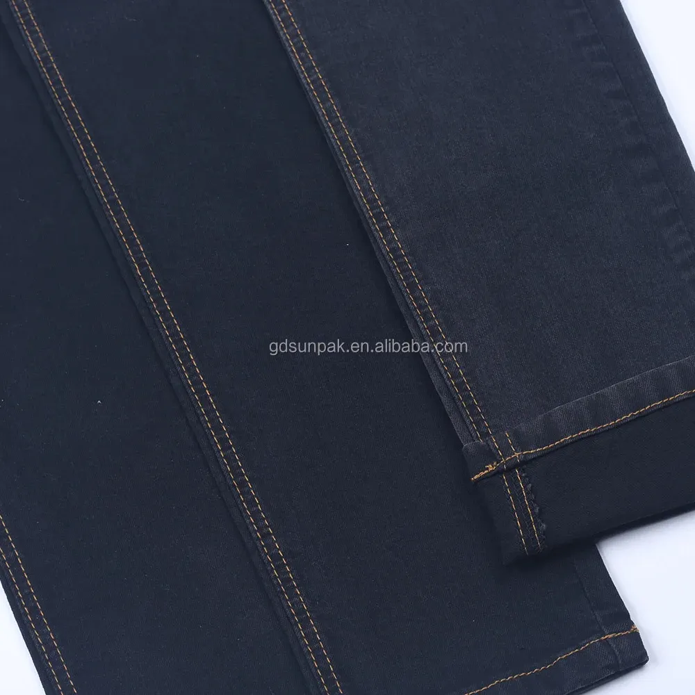 Best Quality 9oz 57/58'' Sup Stretch Organic Dyed Pure Black Black no Color Fade Denim Jeans Fabric Yard Price T9322#