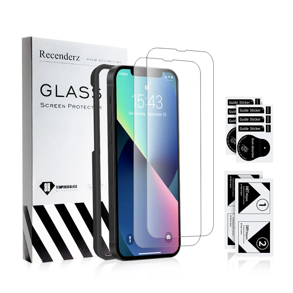 2023 proteggi schermo antiurto per cellulare per scatole di carta per pellicole samsung iPhone 11 proteggi schermo in vetro con applicatore