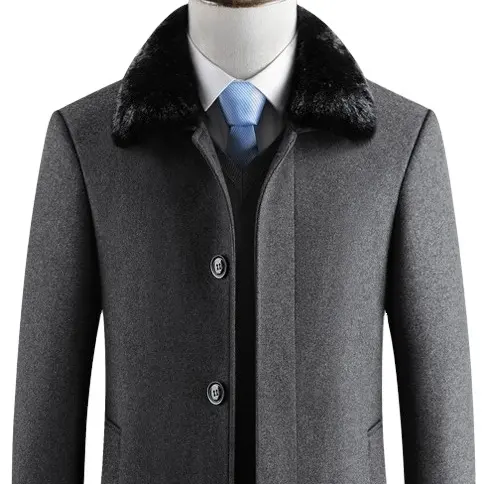 Abrigos de talla grande con cuello de piel para hombre, de doble cara abrigo de lana, de invierno, coreano, nuevo diseño, buena calidad