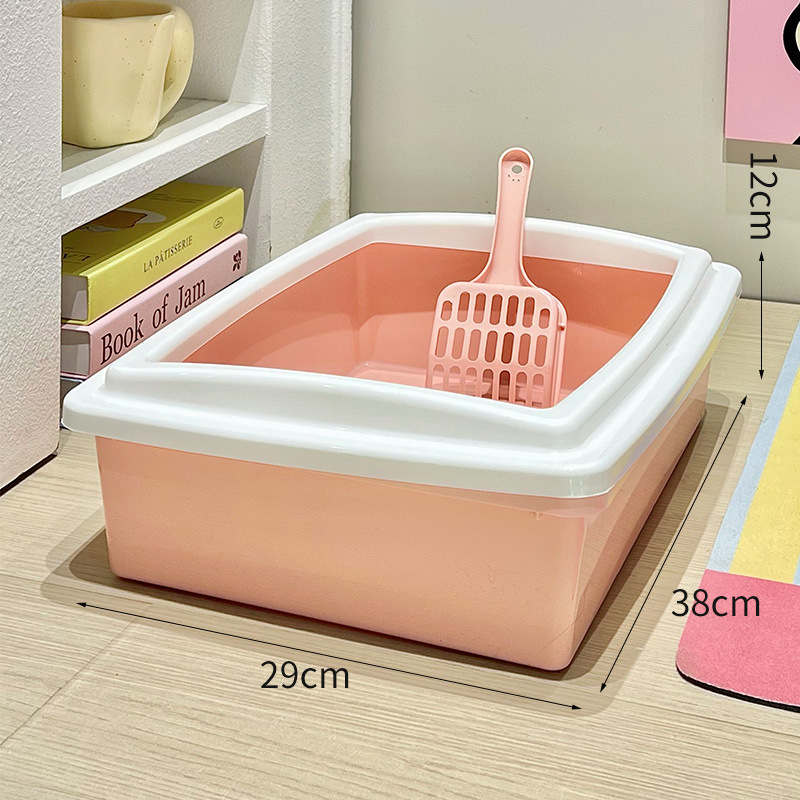 Bac à litière rose avec couvercle