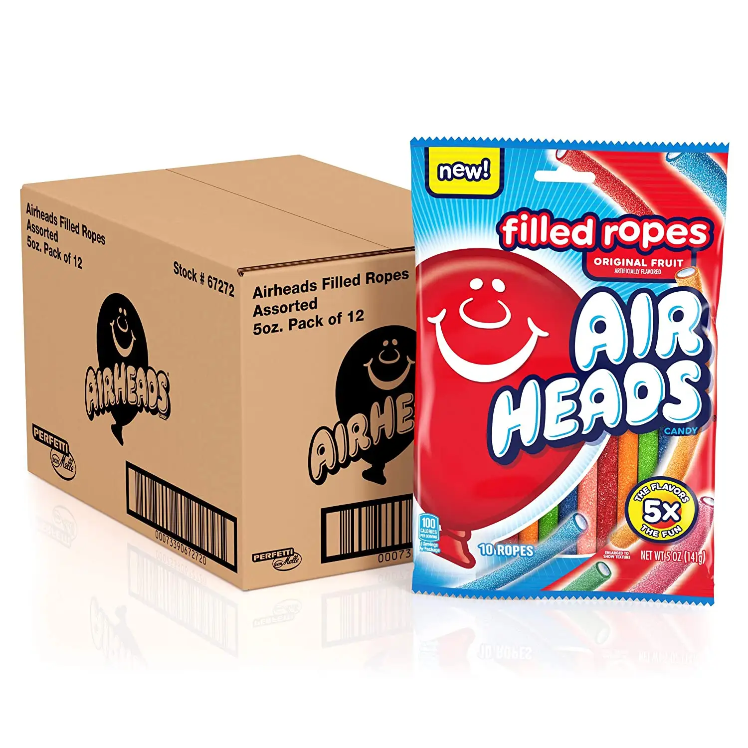 Airheads Filled Ropes Candy Fruit 5 Oz [12-Bags]
