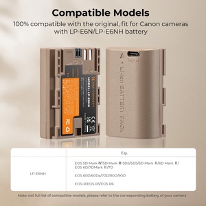 K & F Concept LP-E6NHカメラバッテリー充電器、タイプC直接充電インターフェース交換用バッテリー (2バッテリー) - Product Image 5