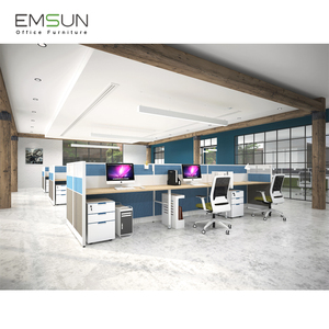 <strong>Modular</strong> <strong>System</strong> Office Workstation <strong>Partition</strong> 6 Person Small Computer Cubicle Studio Desk - Product Image 1